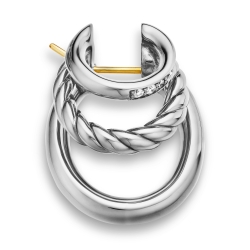 DY Mercer® Three Row Hoop Earrings in Sterling Silver with Diamonds, 21mm thumbnail 2