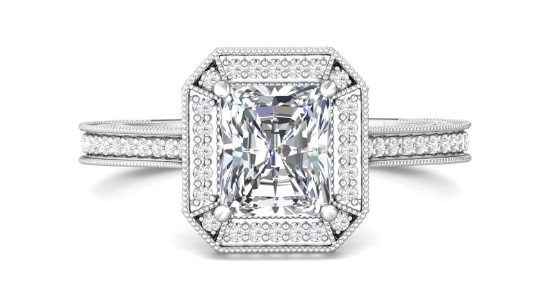 an art deco era inspired white gold engagement ring