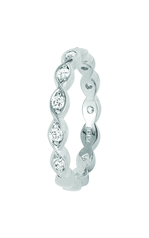 A white gold twisted diamond band with with brilliant cut diamonds