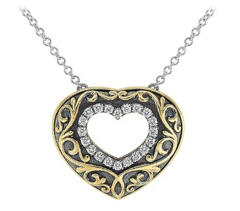 Jack Kelege Diamond and Gold Heart Necklace