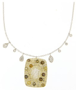 Meira T Necklace crafted with 14K white and yellow gold, gemstones, and diamonds