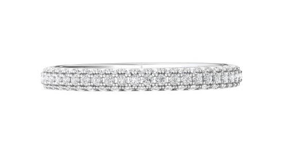 a white gold wedding band featuring micro pave set diamonds