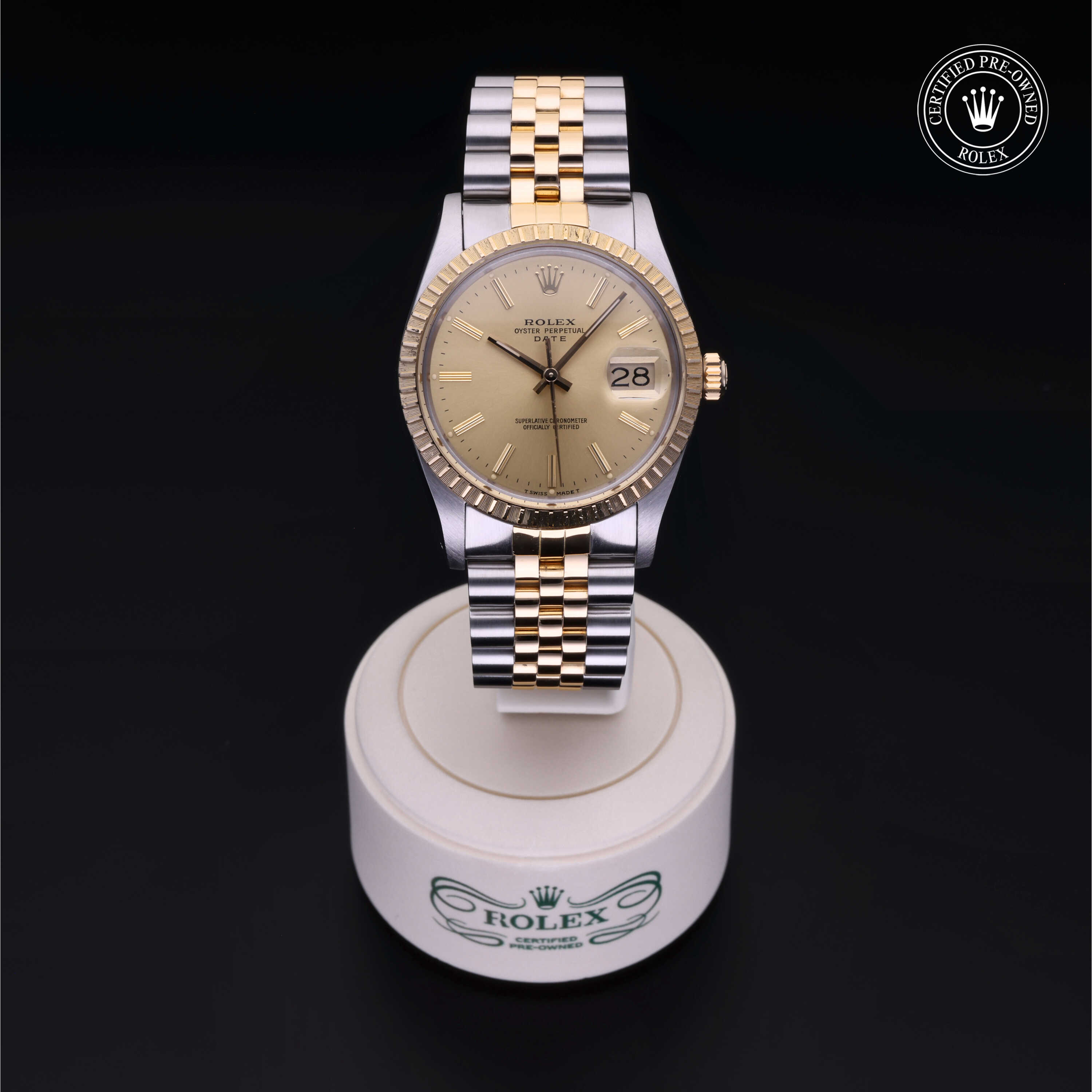 Rolex Oyster Perpetual in Rolesor 18 Carat Yellow  at Frank Adams Jewelers