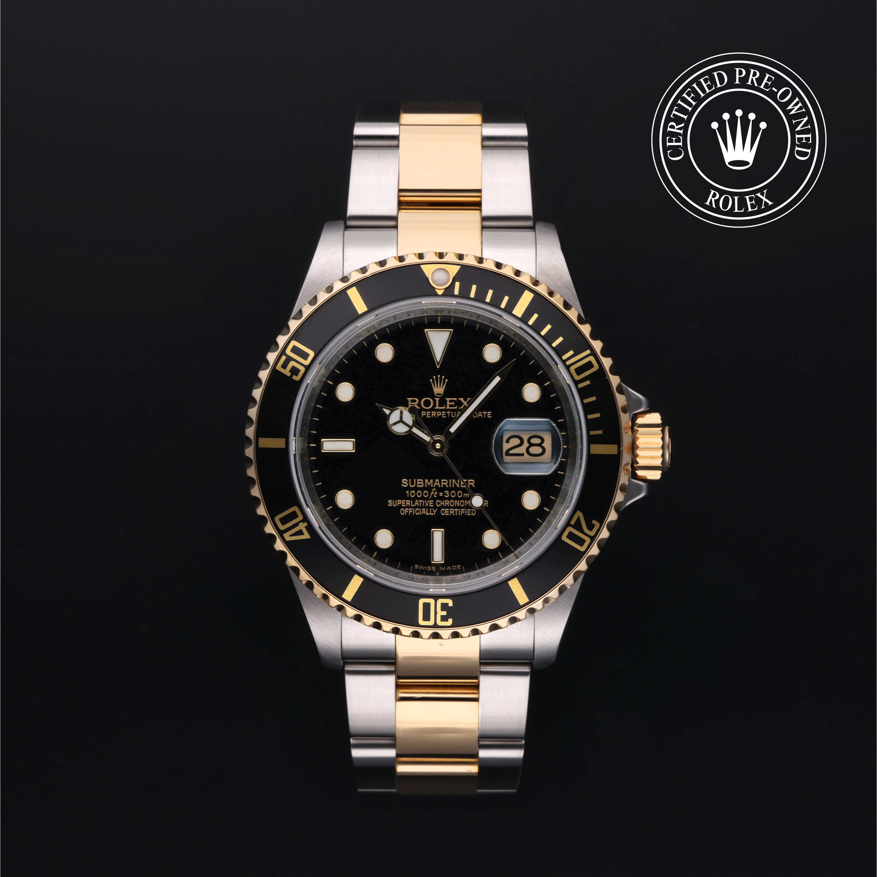 Rolex Submariner in Rolesor 18 Carat Yellow M16613LN-0005 at Frank Adams Jewelers