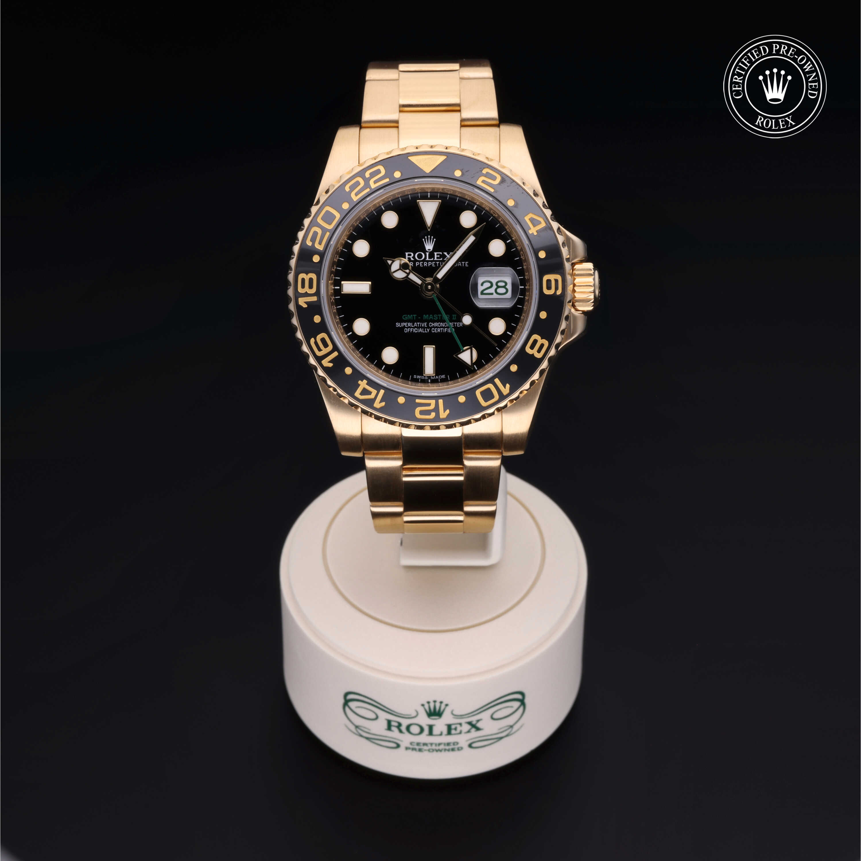 Rolex GMT-Master II in Gold 18 Carat Yellow M116718LN-0001 at Frank Adams Jewelers