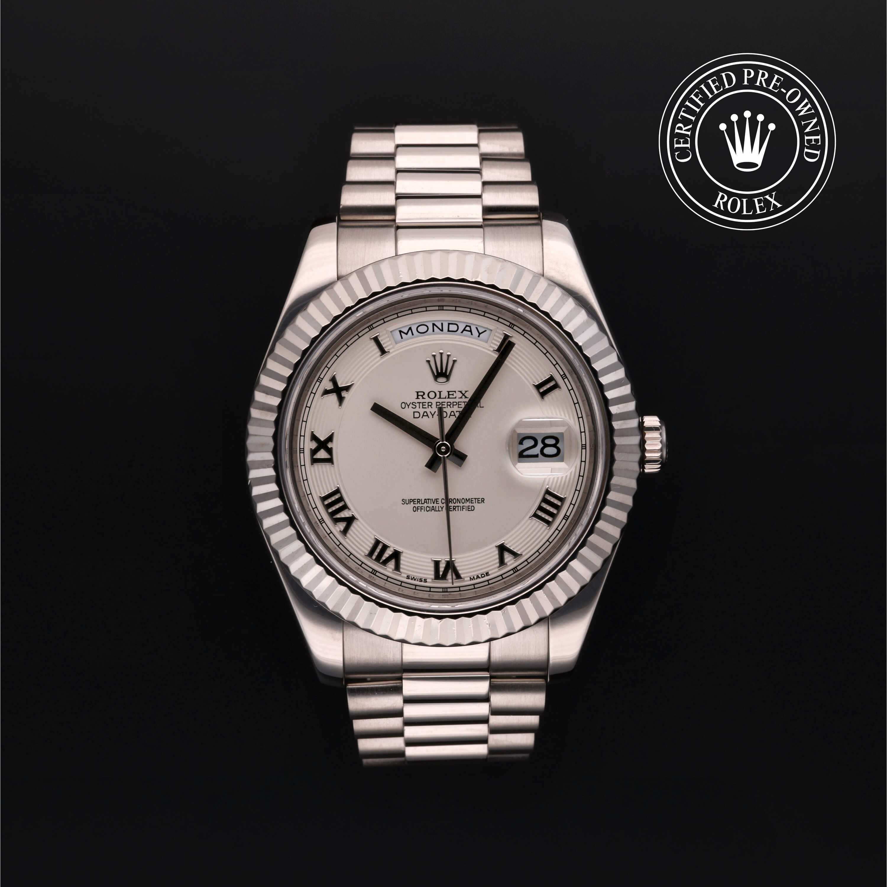 Rolex Day-Date in Gold 18 Carat White M218239-0003 at Frank Adams Jewelers