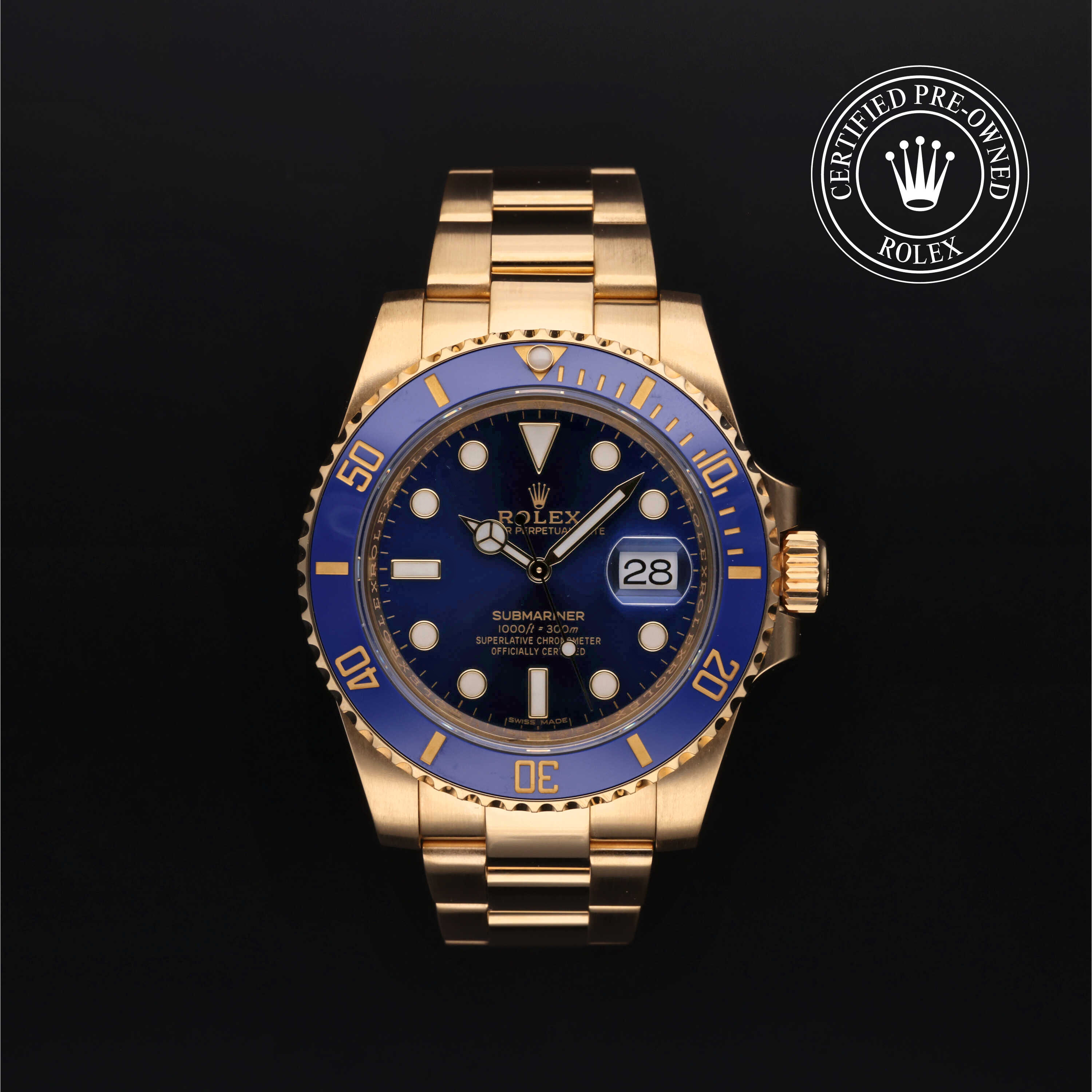Rolex Submariner in Gold 18 Carat Yellow M116618LB-0003 at Frank Adams Jewelers