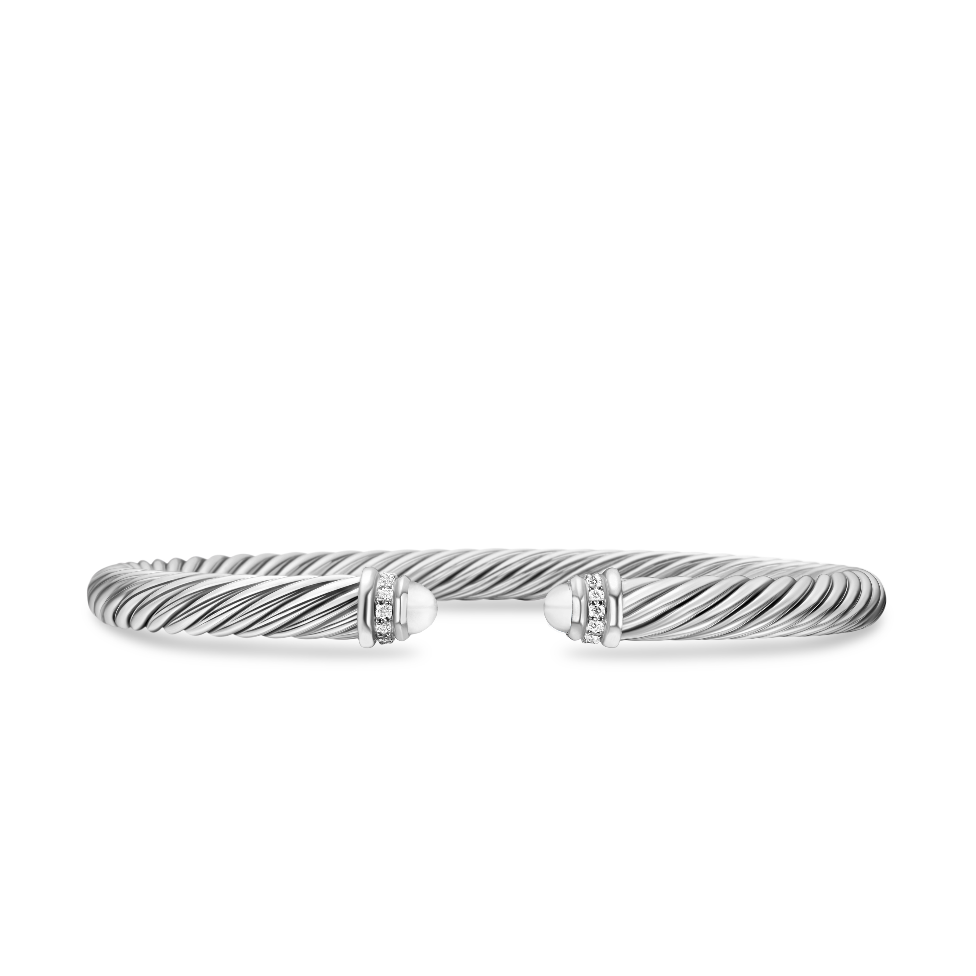 Classic Cable Bracelet in Sterling Silver with Pearls and Diamonds, 5mm Classic Cable Bracelet in Sterling Silver with Pearls and Diamonds, 5mm