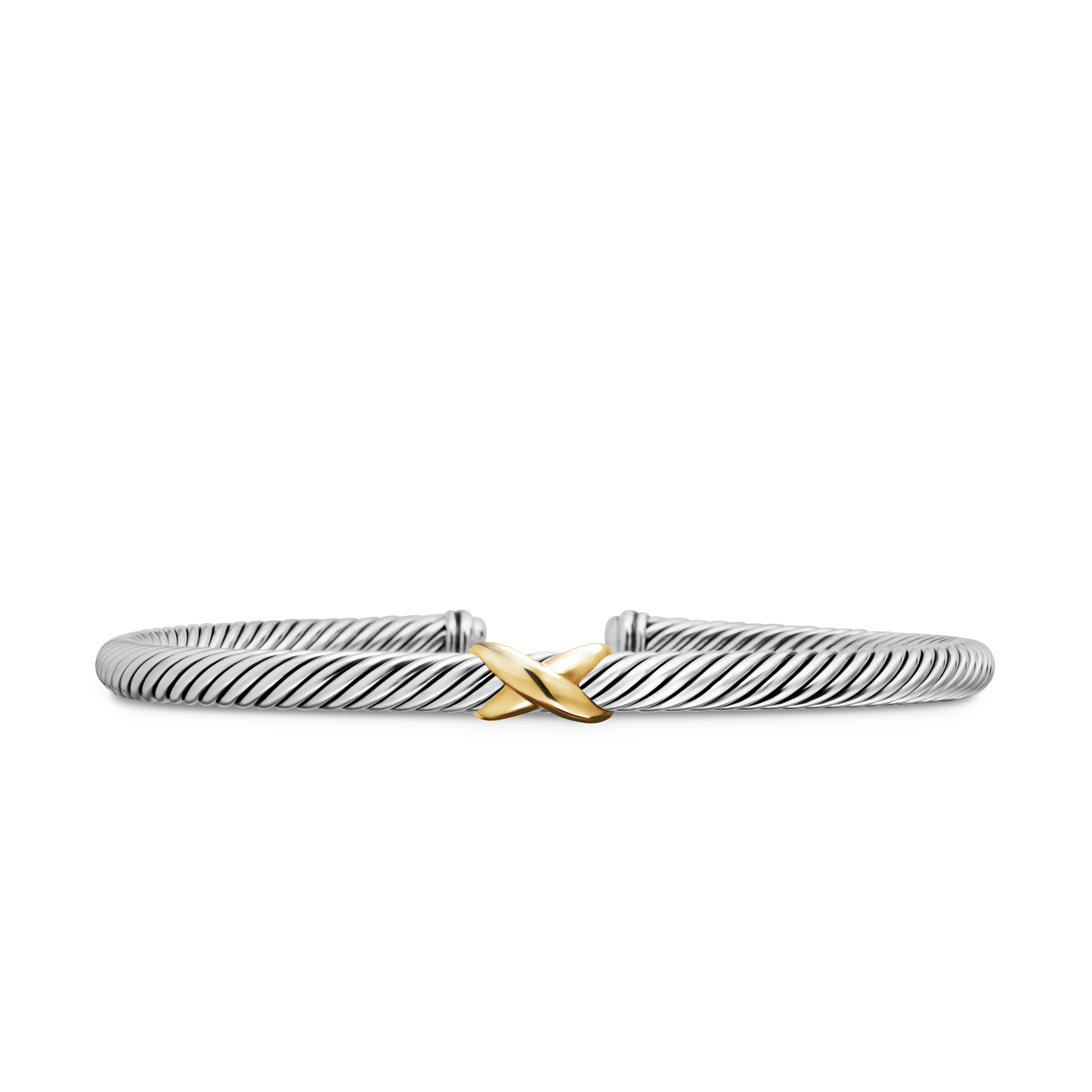X Classic Cable Station Bracelet in Sterling Silver with 18K Yellow Gold, 4mm X Classic Cable Station Bracelet in Sterling Silver with 18K Yellow Gold, 4mm