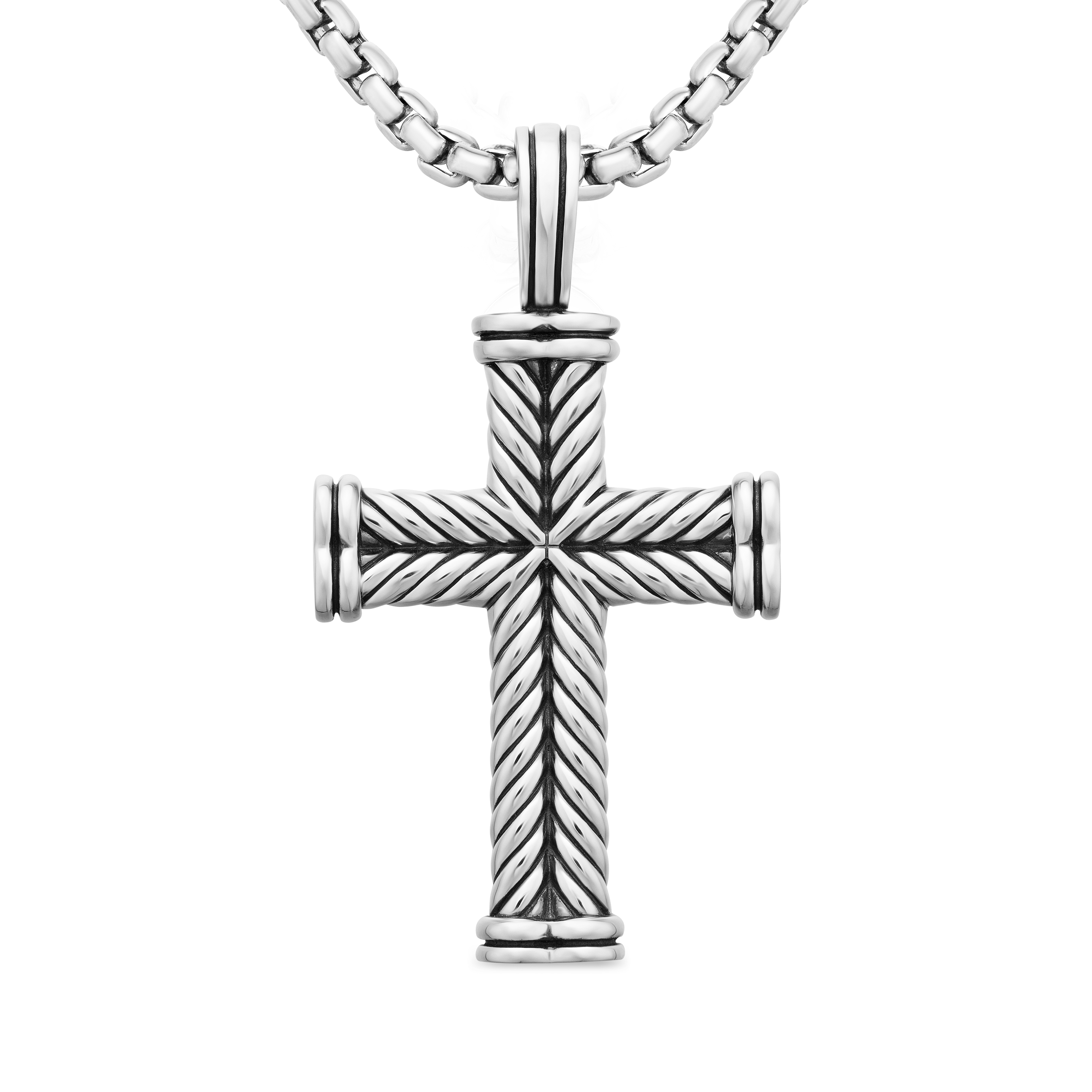 Chevron Cross Pendant in Sterling Silver, 33.5mm Chevron Cross Pendant in Sterling Silver, 33.5mm