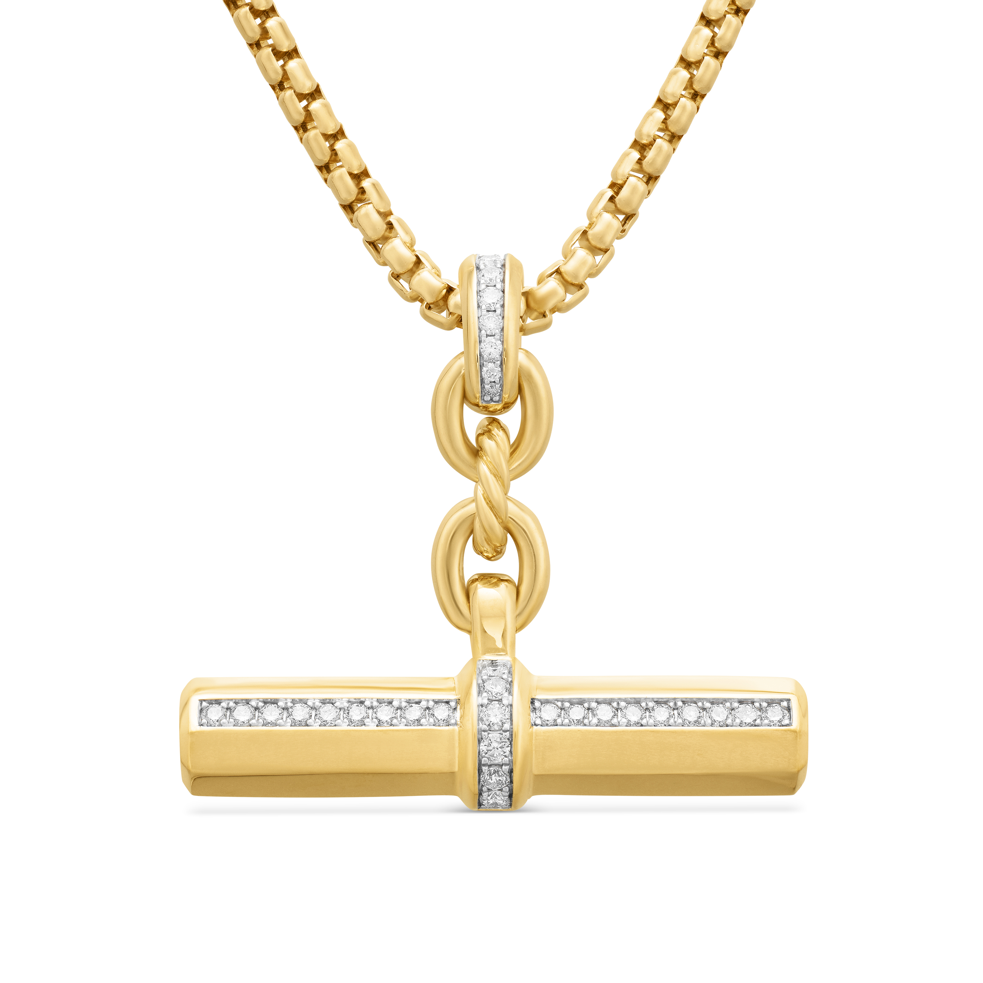 Lexington E/W Barrel Pendant in 18K Yellow Gold with Diamonds, 32mm Lexington E/W Barrel Pendant in 18K Yellow Gold with Diamonds, 32mm