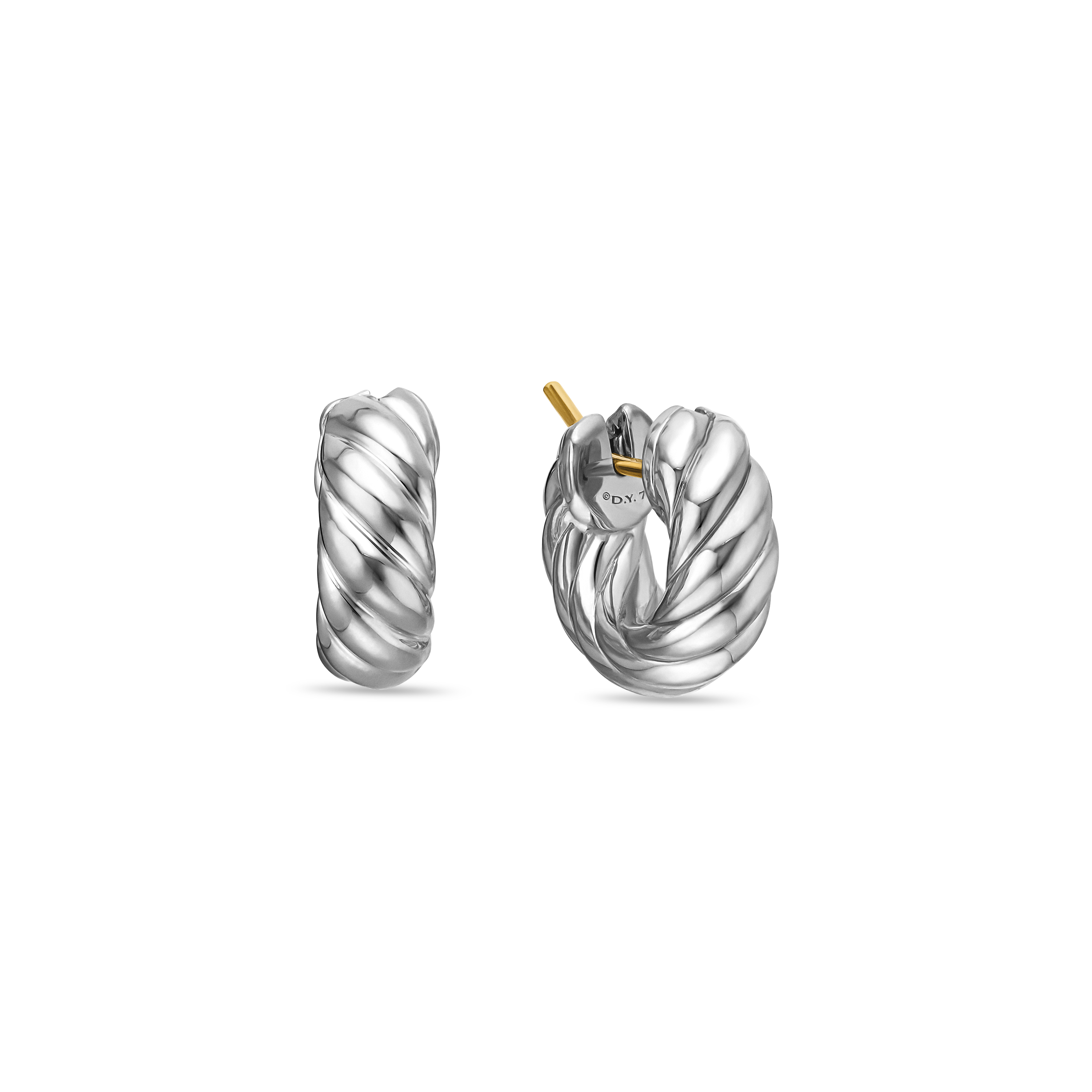 Sculpted Cable Hoop Earrings in Sterling Silver, 14.4mm Sculpted Cable Hoop Earrings in Sterling Silver, 14.4mm