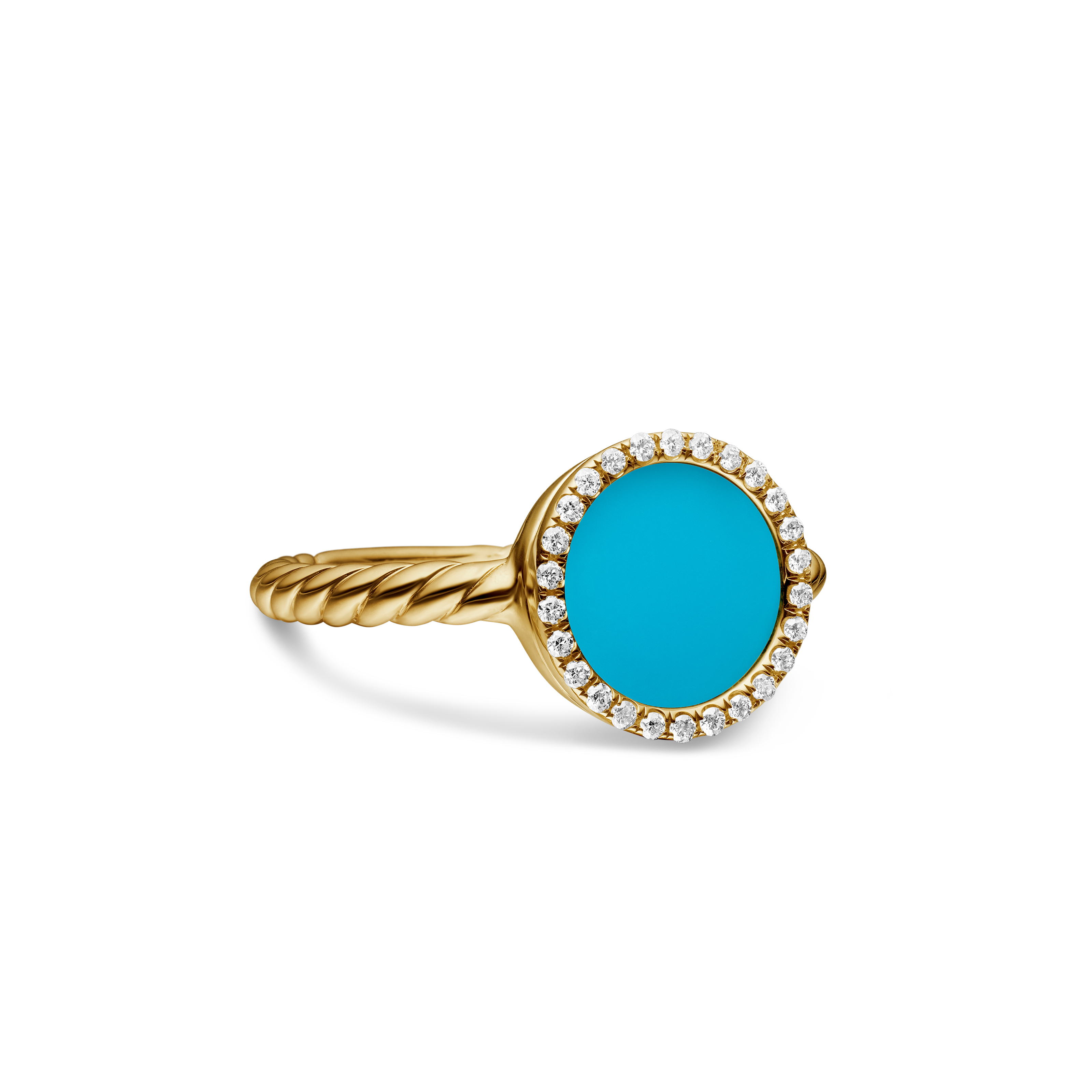 Petite DY Elements® in 18K Yellow Gold with Turquoise and Diamonds, 11.3mm Petite DY Elements® in 18K Yellow Gold with Turquoise and Diamonds, 11.3mm