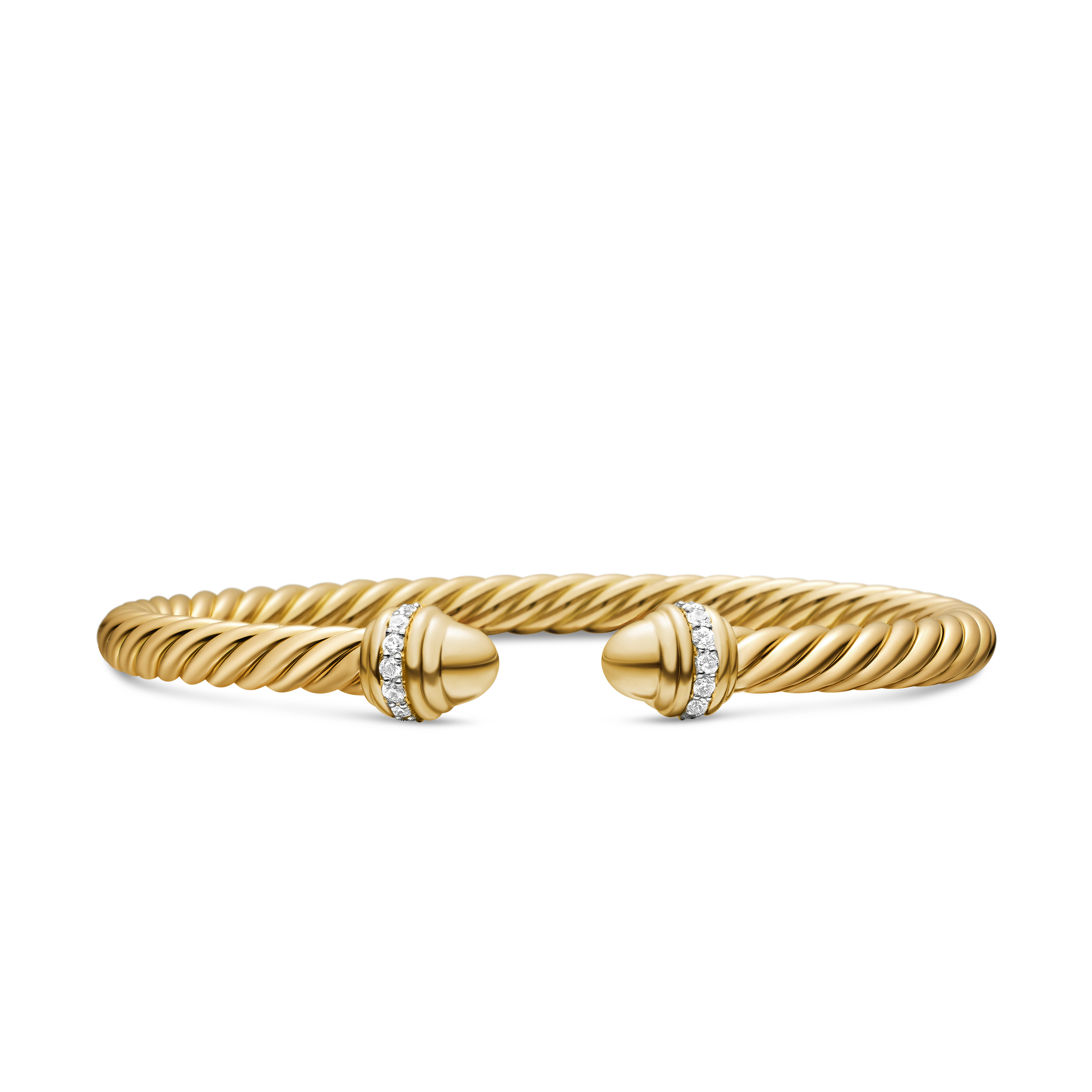Classic Cablespira® Bracelet in 18K Yellow Gold with Gold Domes and Diamonds, 5mm Classic Cablespira® Bracelet in 18K Yellow Gold with Gold Domes and Diamonds, 5mm