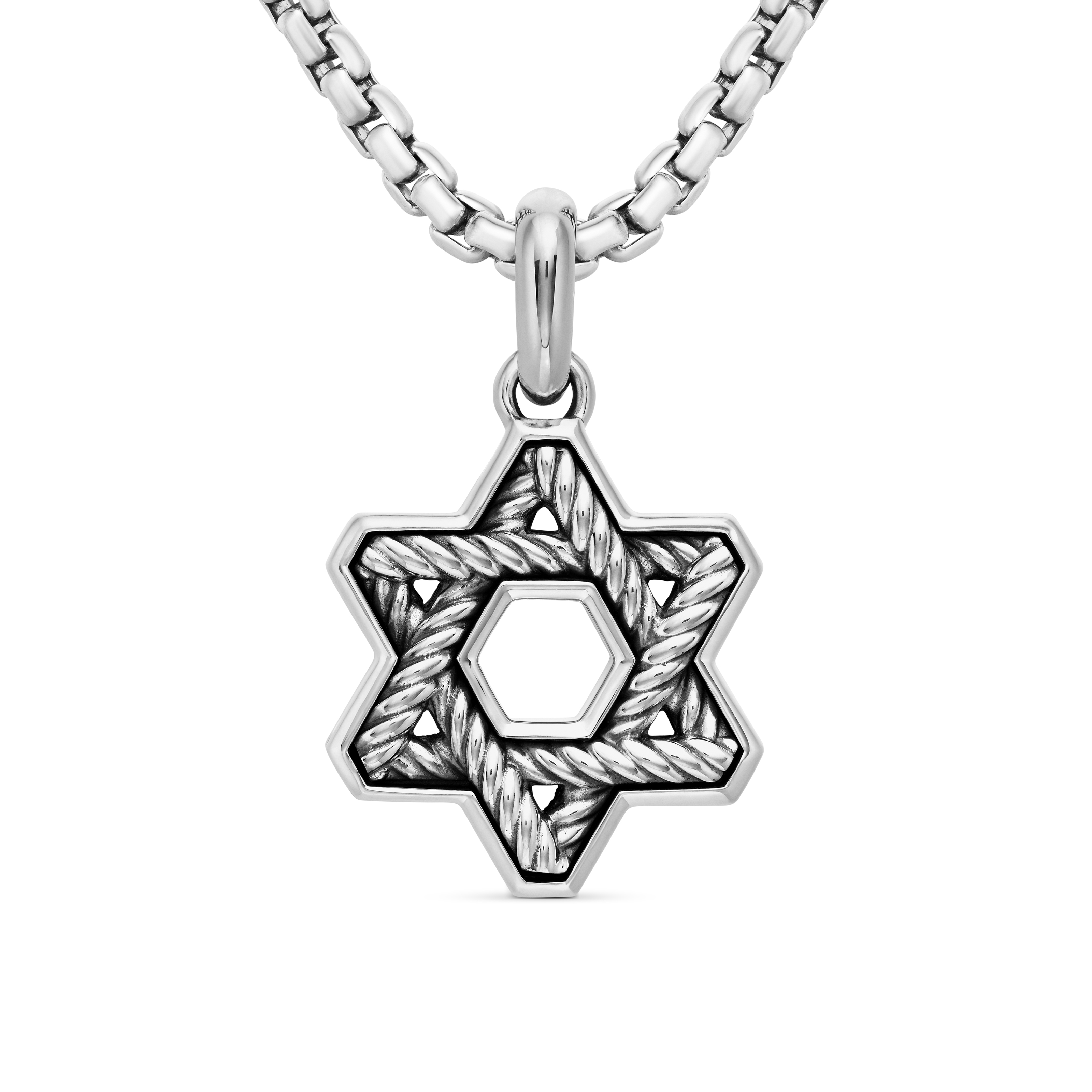 Small Cable Star of David Enhancer in Sterling Silver