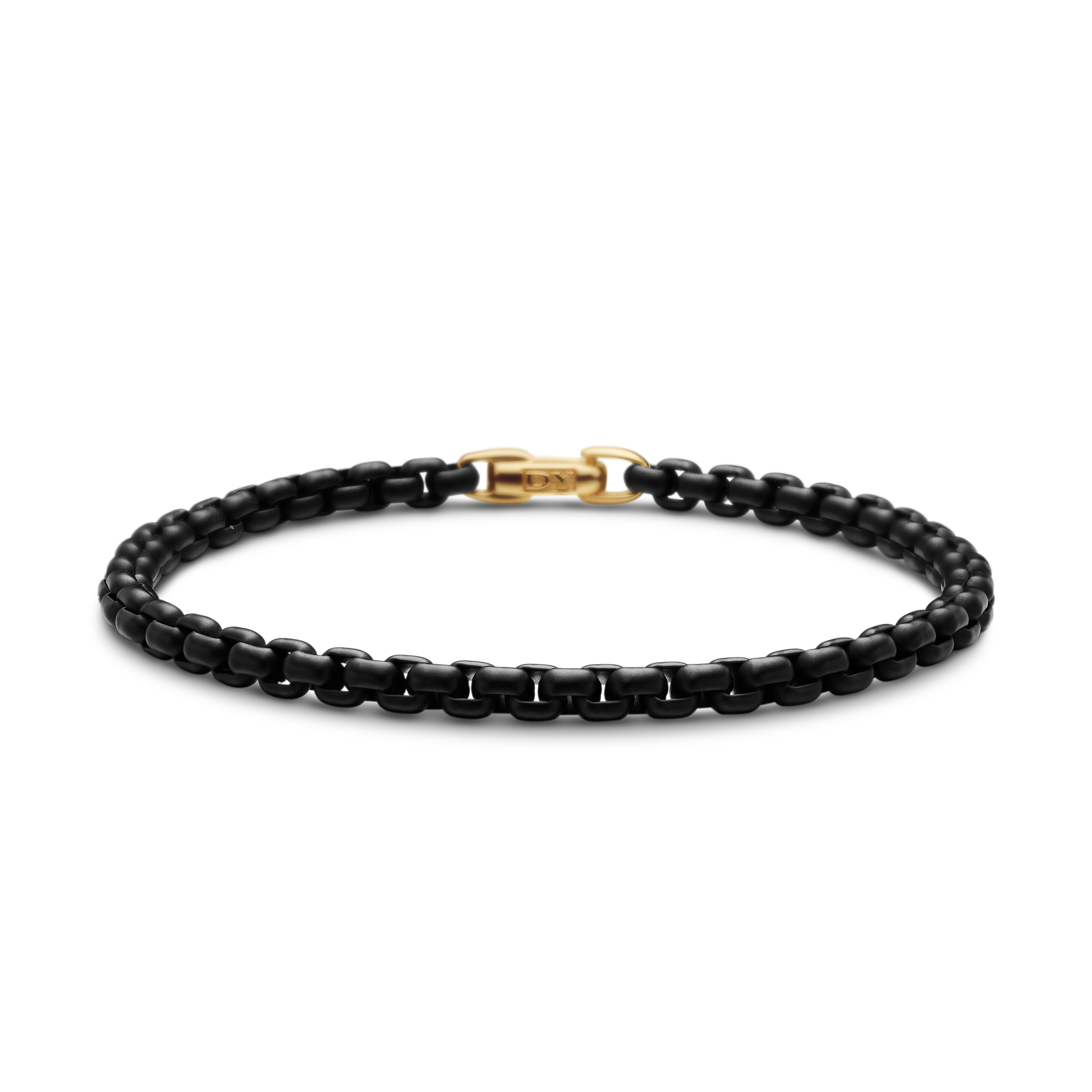 DY Bel Aire Color Box Chain Bracelet in Black Acrylic with 14K Yellow Gold Accent, 4mm DY Bel Aire Color Box Chain Bracelet in Black Acrylic with 14K Yellow Gold Accent, 4mm