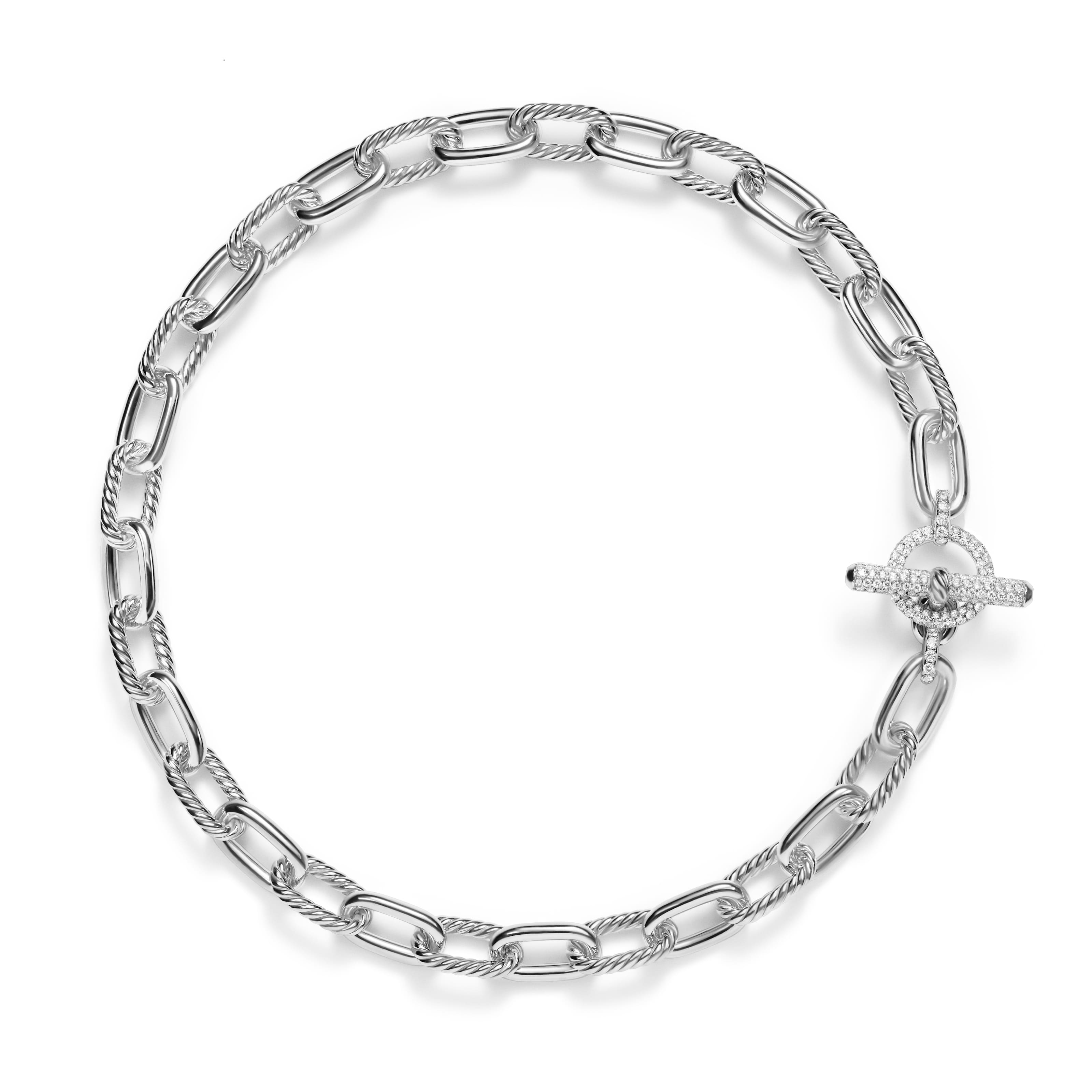 DY Madison® Toggle Chain Necklace in Sterling Silver with Diamonds 11mm DY Madison® Toggle Chain Necklace in Sterling Silver with Diamonds 11mm