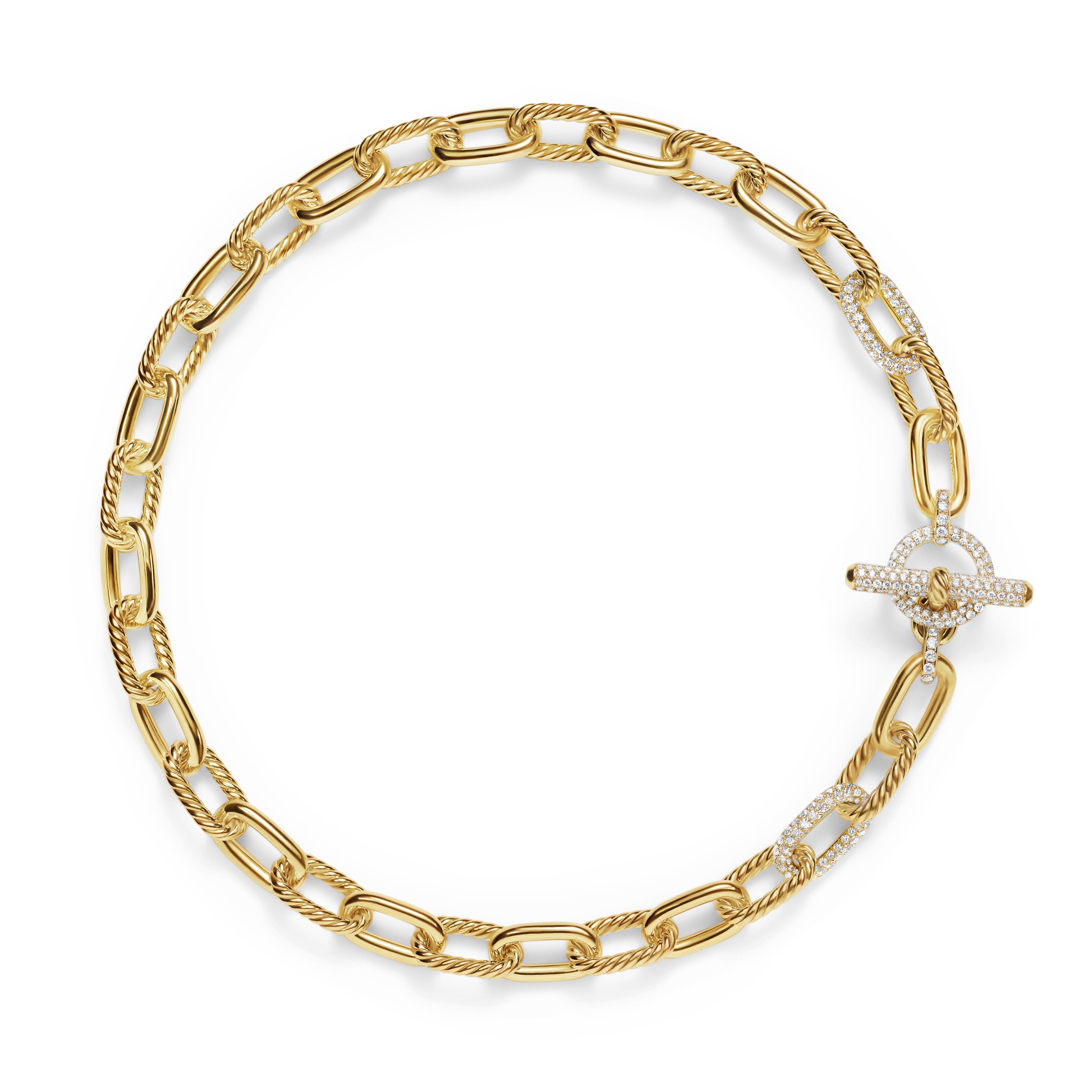 DY Madison® Toggle Chain Necklace in 18K Yellow Gold with Diamonds, 11mm DY Madison® Toggle Chain Necklace in 18K Yellow Gold with Diamonds, 11mm