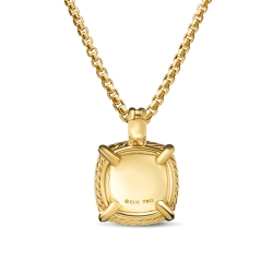 Chatelaine® Pavé Bezel Pendant Necklace in 18K Yellow Gold with Blue Topaz and Diamonds, 14mm thumbnail 3