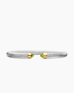 Cable Classics Bracelet in Sterling Silver with Peridot and 14K Yellow Gold