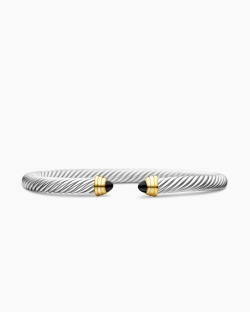 Cable Classics Bracelet in Sterling Silver with Black Onyx and 14K Yellow Gold