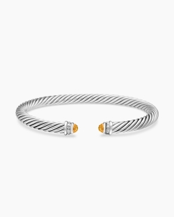 Cable Classics Bracelet in Sterling Silver with Citrine and Pavé Diamonds