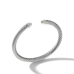 Cable Classics Bracelet in Sterling Silver with Prasiolite and Pavé Diamonds