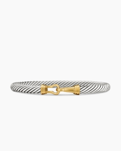 Buckle Classic Cable Bracelet in Sterling Silver with 14K Yellow Gold, 5mm