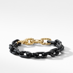 Chain Links Bracelet in Black Titanium with 18K Yellow Gold, 10mm