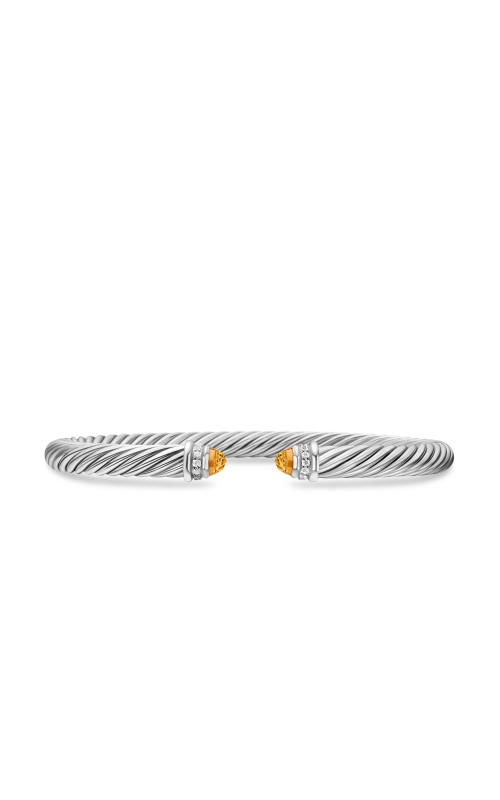 Classic Cable Bracelet in Sterling Silver with Citrine and Diamonds, 5mm
