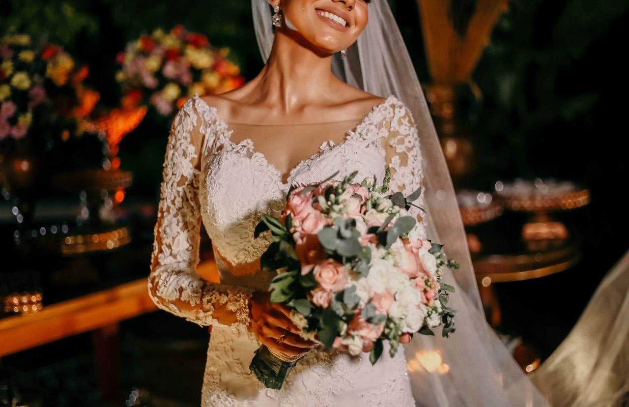 wedding photo of bride smiling wedding photo of bride smiling